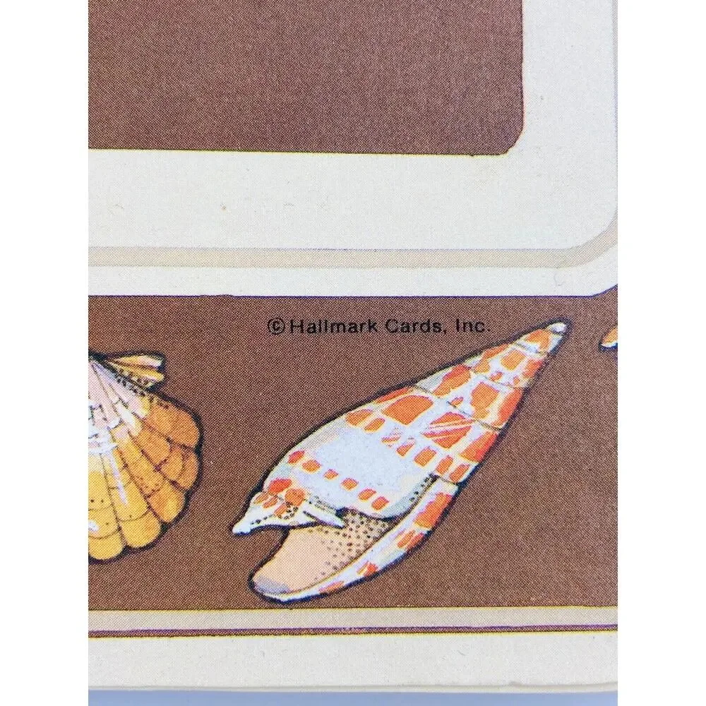 Vintage Hallmark 6 Paper Placemats Seashells Retro Beach Brown 11” X 14” Unused